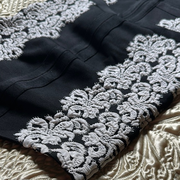 Bebe Black and White Strapless Bodycon Dress - Picture 7 of 9